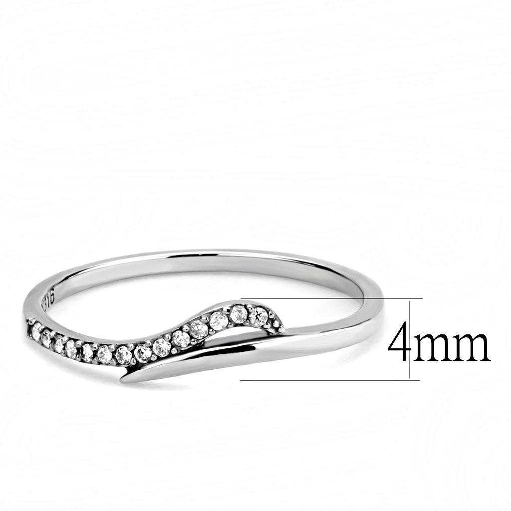 DA159 - High polished (no plating) Stainless Steel Ring with AAA Grade CZ  in Clear-1