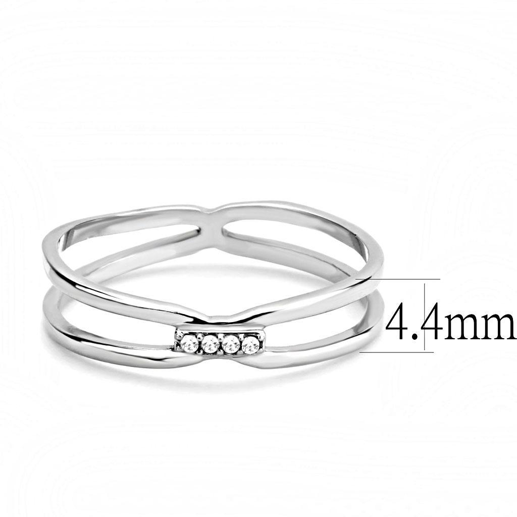 DA160 - High polished (no plating) Stainless Steel Ring with AAA Grade CZ  in Clear-1