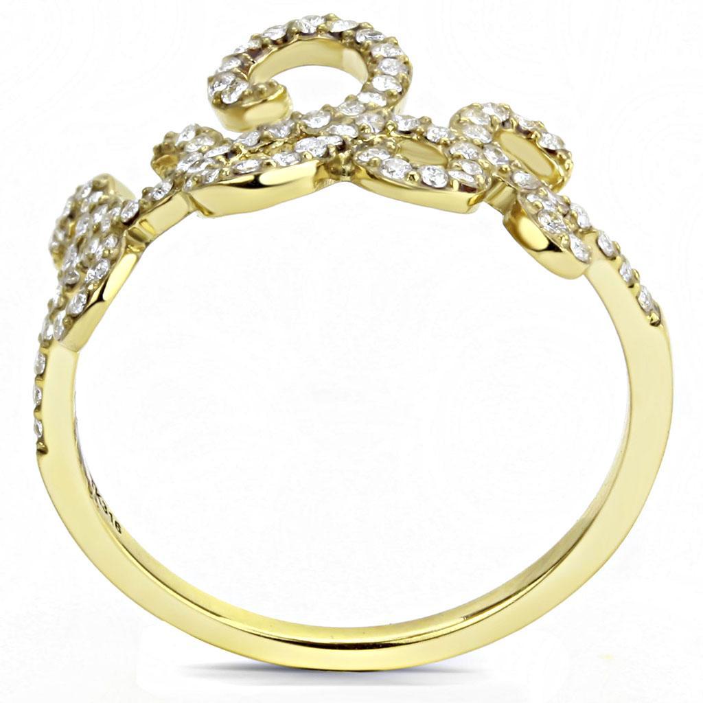 DA170 - IP Gold(Ion Plating) Stainless Steel Ring with AAA Grade CZ  in Clear-2