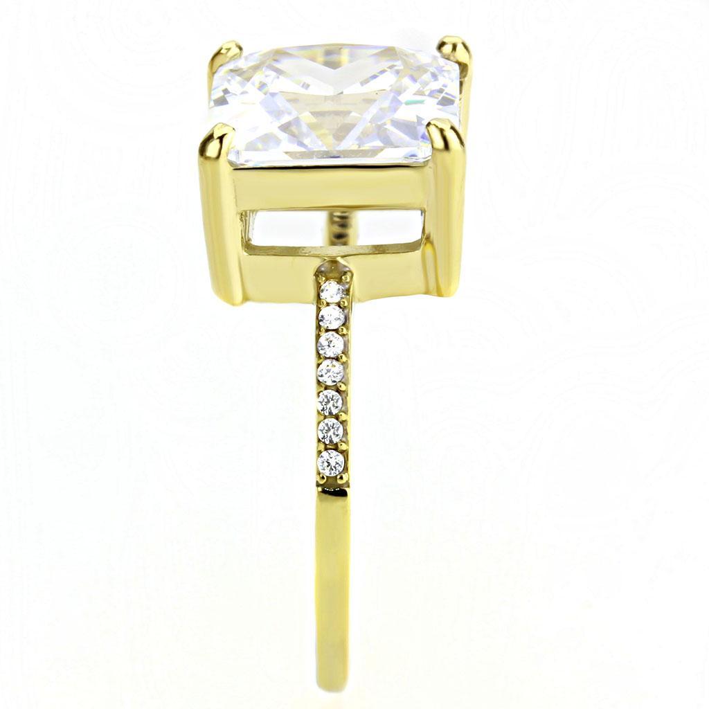 DA172 - IP Gold(Ion Plating) Stainless Steel Ring with AAA Grade CZ  in Clear-3