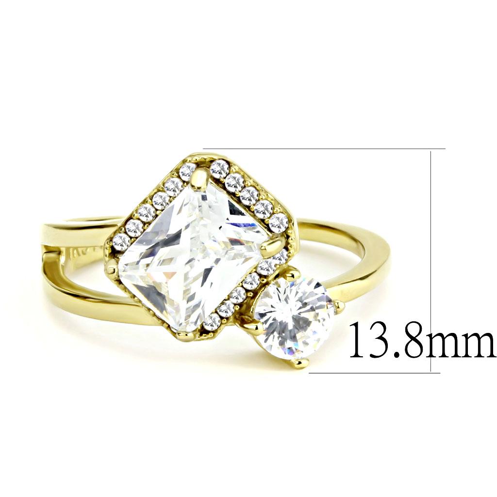 DA173 - IP Gold(Ion Plating) Stainless Steel Ring with AAA Grade CZ  in Clear-1