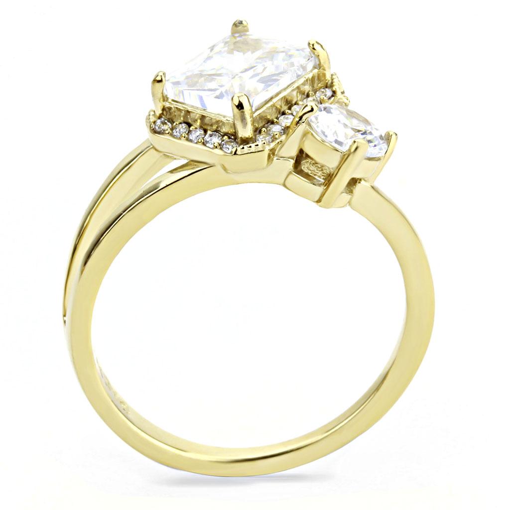DA173 - IP Gold(Ion Plating) Stainless Steel Ring with AAA Grade CZ  in Clear-2