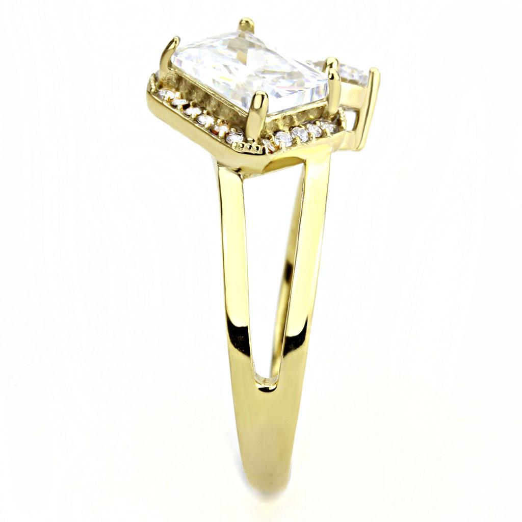 DA173 - IP Gold(Ion Plating) Stainless Steel Ring with AAA Grade CZ  in Clear-3