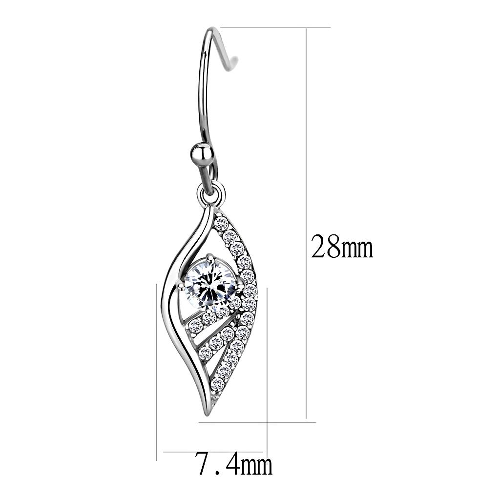 DA178 - High polished (no plating) Stainless Steel Earrings with AAA Grade CZ  in Clear-1