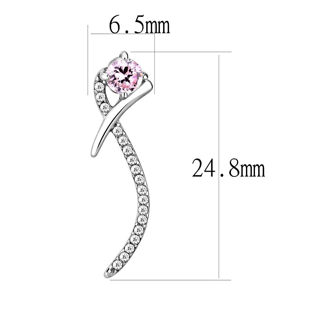 DA188 - High polished (no plating) Stainless Steel Earrings with AAA Grade CZ  in Rose-1