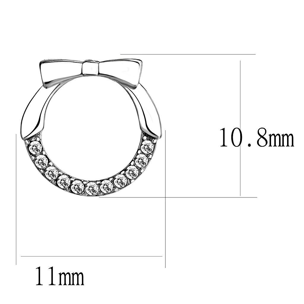 DA210 - High polished (no plating) Stainless Steel Earrings with AAA Grade CZ  in Clear-1