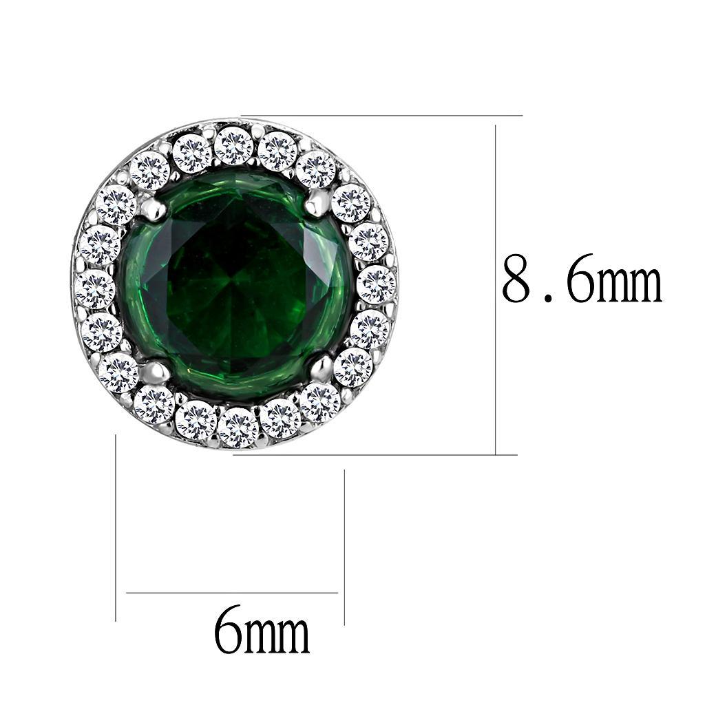 DA211 - High polished (no plating) Stainless Steel Earrings with Synthetic Synthetic Glass in Emerald-1