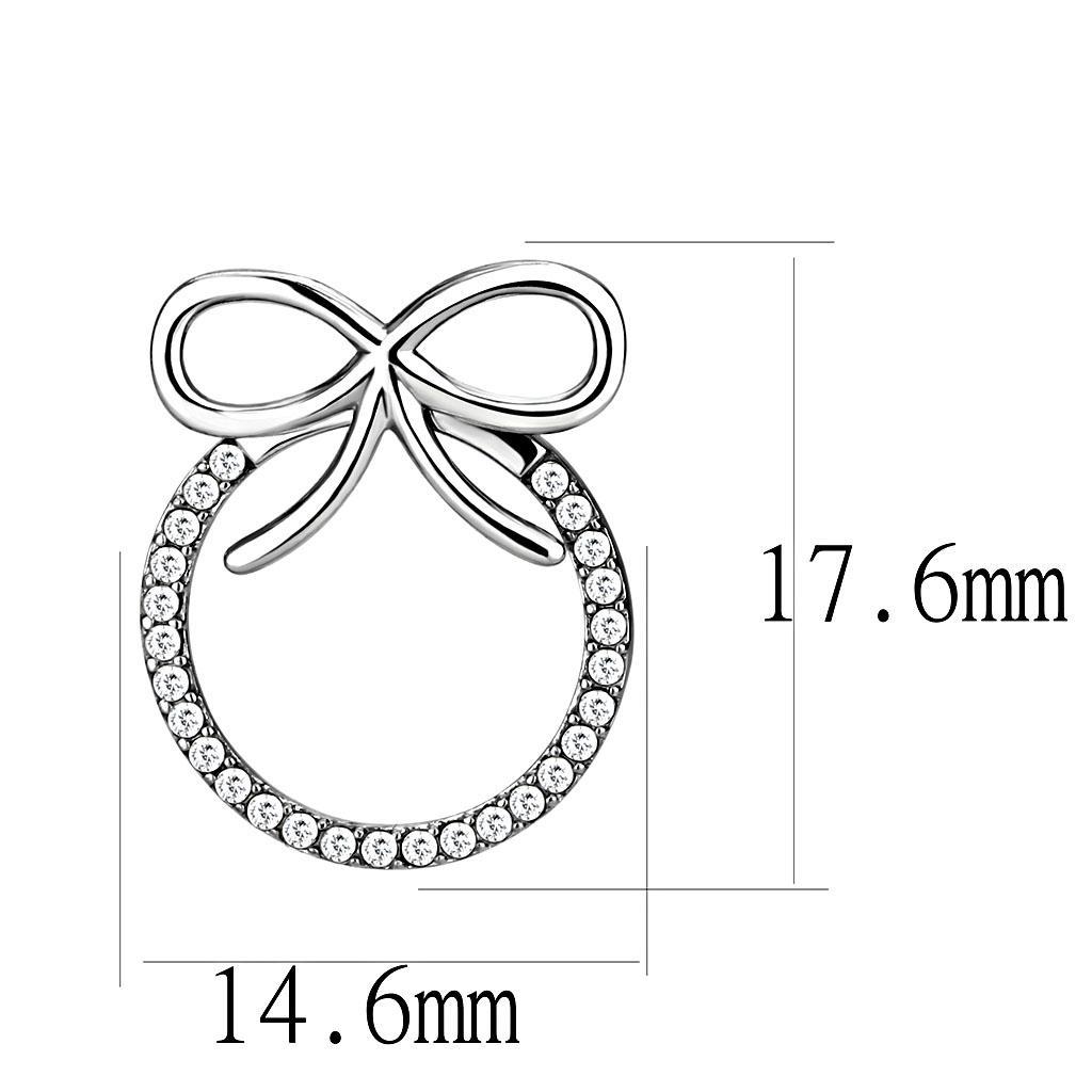 DA218 - High polished (no plating) Stainless Steel Earrings with AAA Grade CZ  in Clear-1
