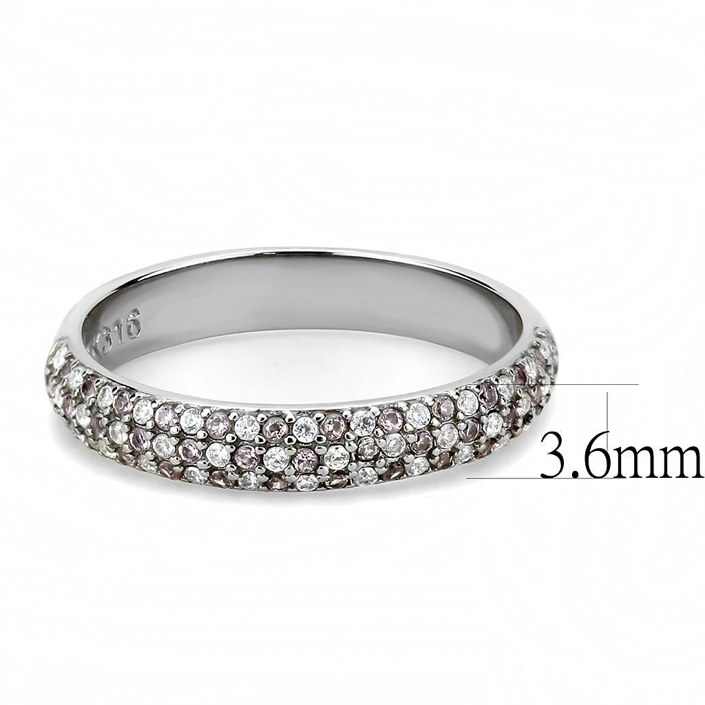 DA231 - High polished (no plating) Stainless Steel Ring with AAA Grade CZ  in Multi Color-1