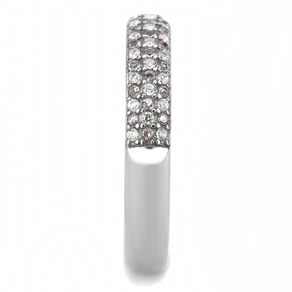 DA231 - High polished (no plating) Stainless Steel Ring with AAA Grade CZ  in Multi Color-3