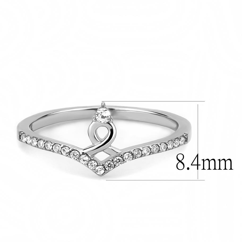 DA237 - High polished (no plating) Stainless Steel Ring with AAA Grade CZ  in Clear-1