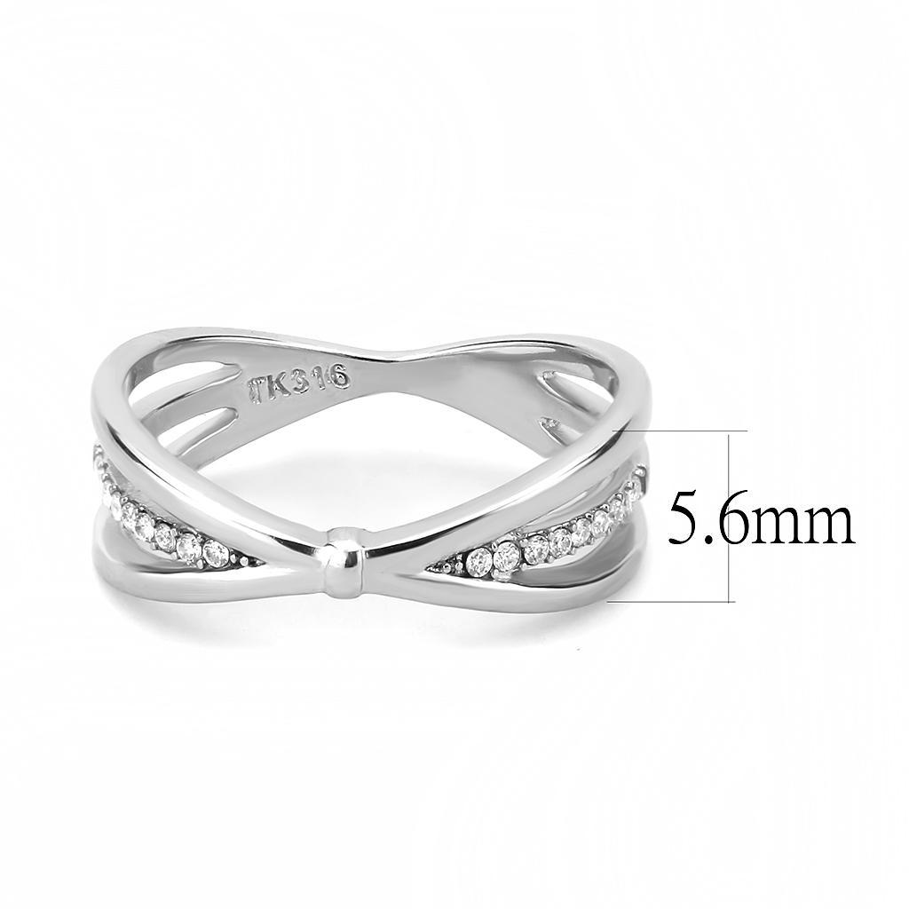 DA239 - High polished (no plating) Stainless Steel Ring with AAA Grade CZ  in Clear-1