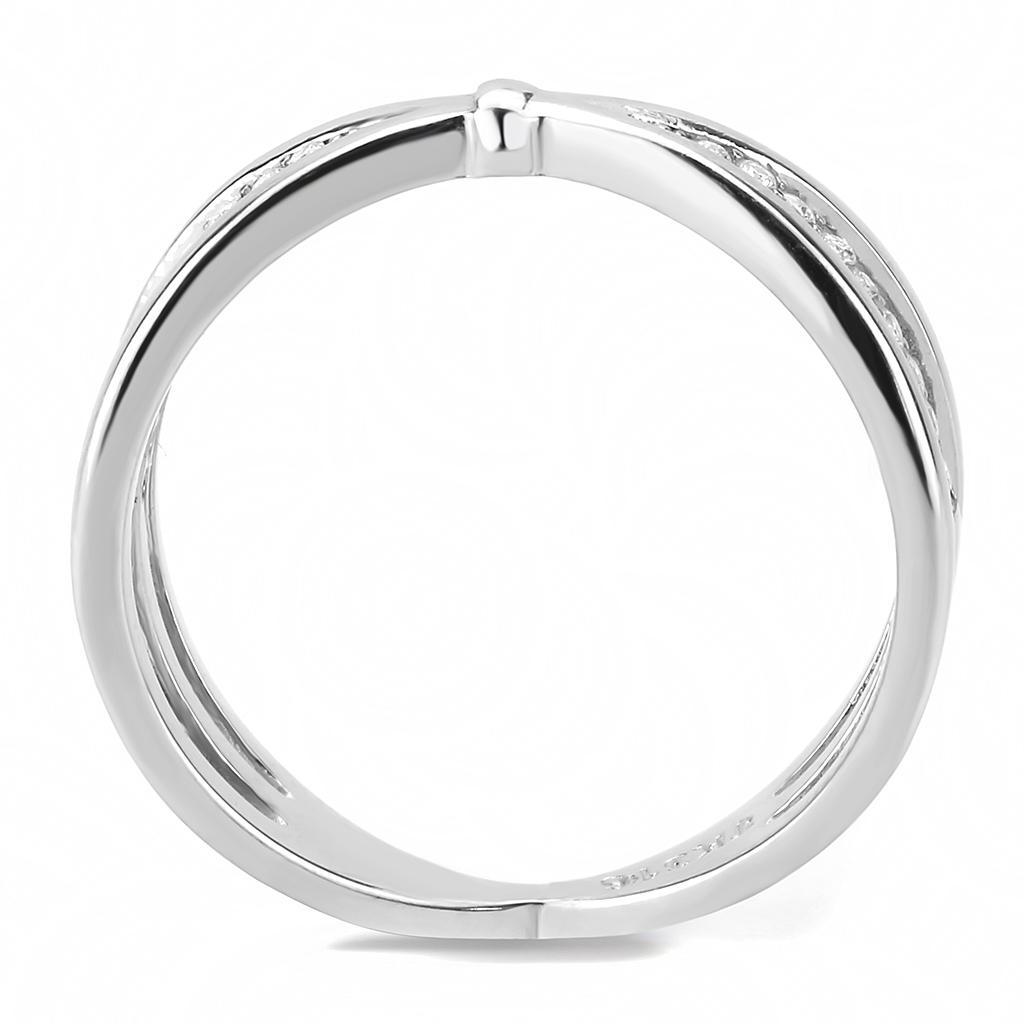 DA239 - High polished (no plating) Stainless Steel Ring with AAA Grade CZ  in Clear-2