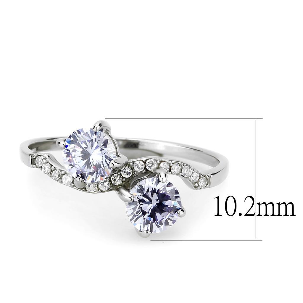 DA244 - High polished (no plating) Stainless Steel Ring with AAA Grade CZ  in Light Amethyst-1