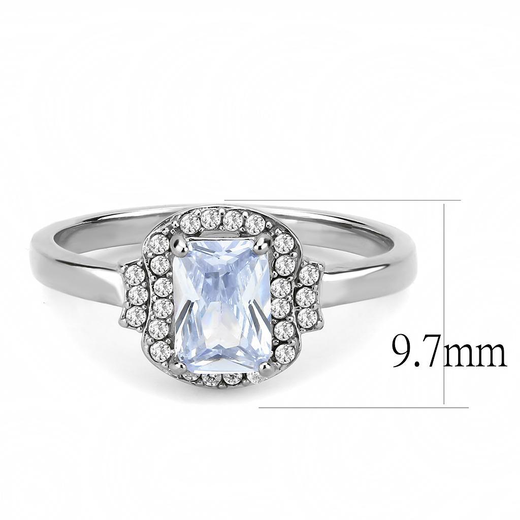 DA246 - High polished (no plating) Stainless Steel Ring with AAA Grade CZ  in Light Amethyst-1