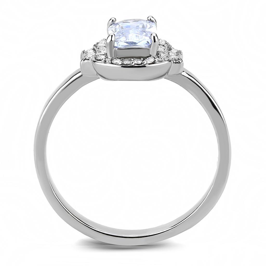 DA246 - High polished (no plating) Stainless Steel Ring with AAA Grade CZ  in Light Amethyst-2