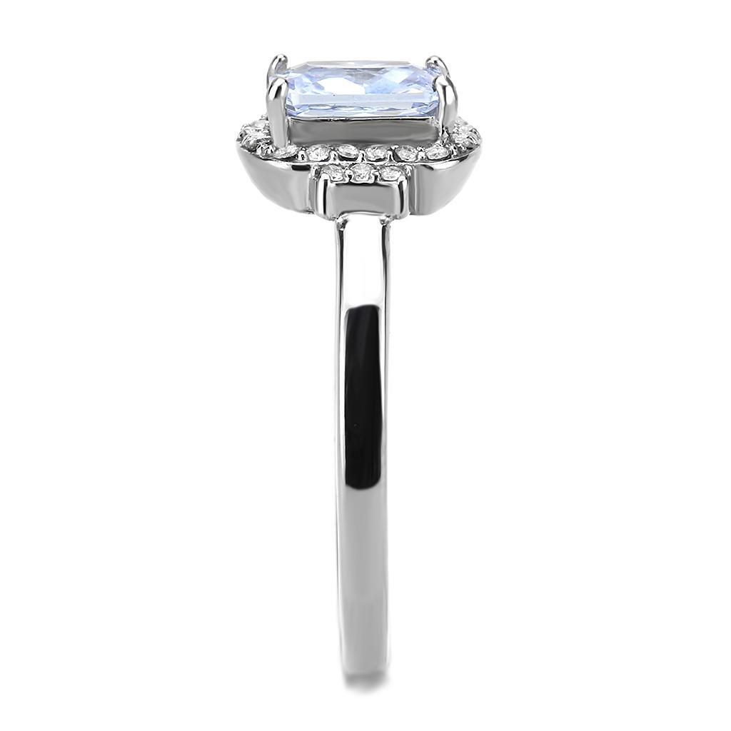 DA246 - High polished (no plating) Stainless Steel Ring with AAA Grade CZ  in Light Amethyst-3