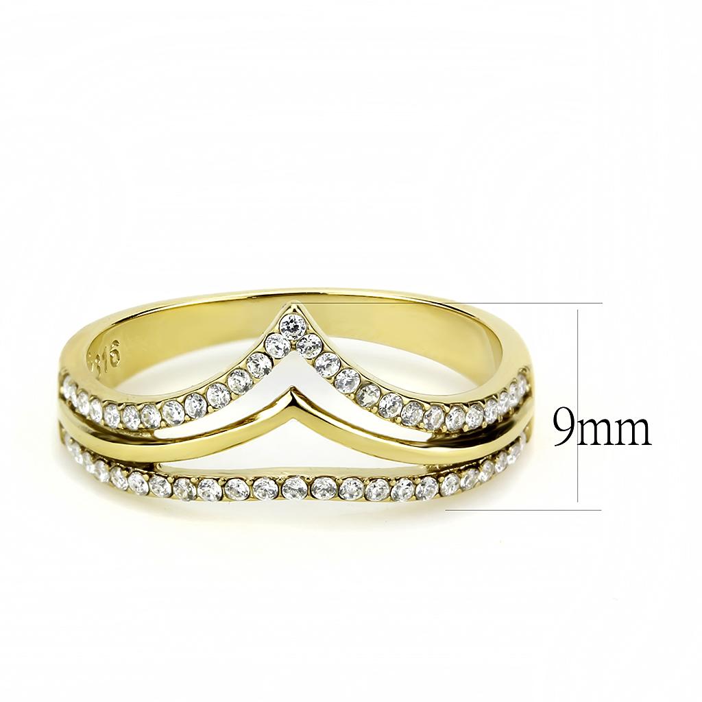 DA250 - IP Gold(Ion Plating) Stainless Steel Ring with AAA Grade CZ  in Clear-1