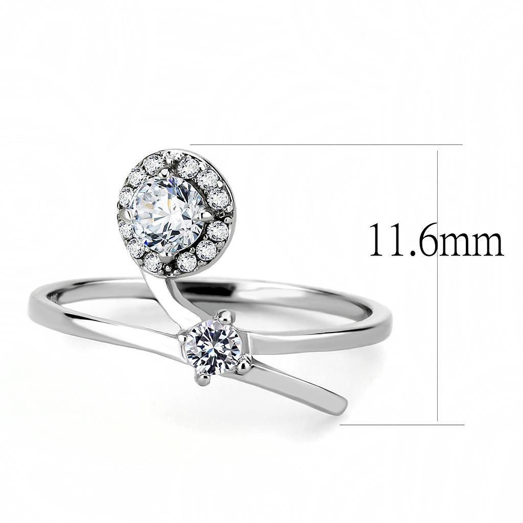 DA260 - High polished (no plating) Stainless Steel Ring with AAA Grade CZ  in Clear-1