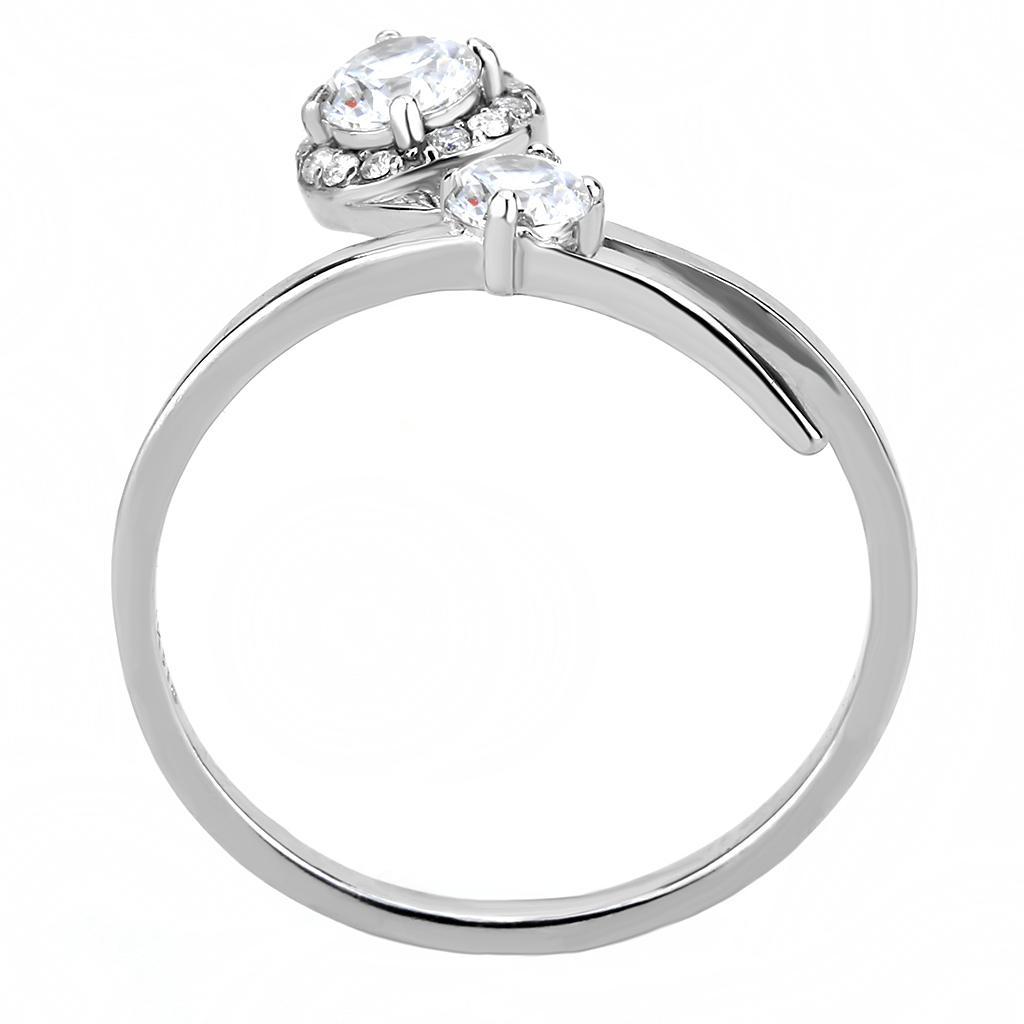 DA260 - High polished (no plating) Stainless Steel Ring with AAA Grade CZ  in Clear-2