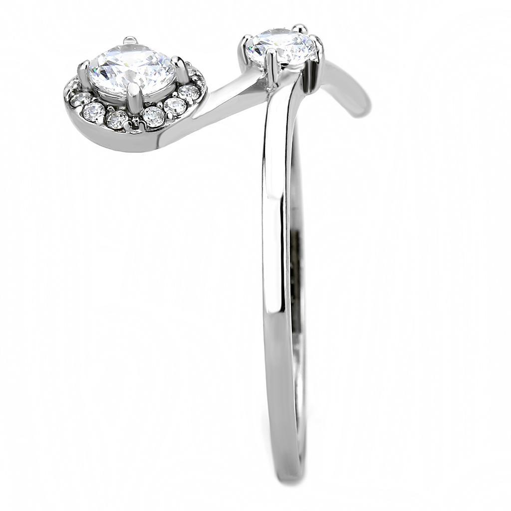 DA260 - High polished (no plating) Stainless Steel Ring with AAA Grade CZ  in Clear-3