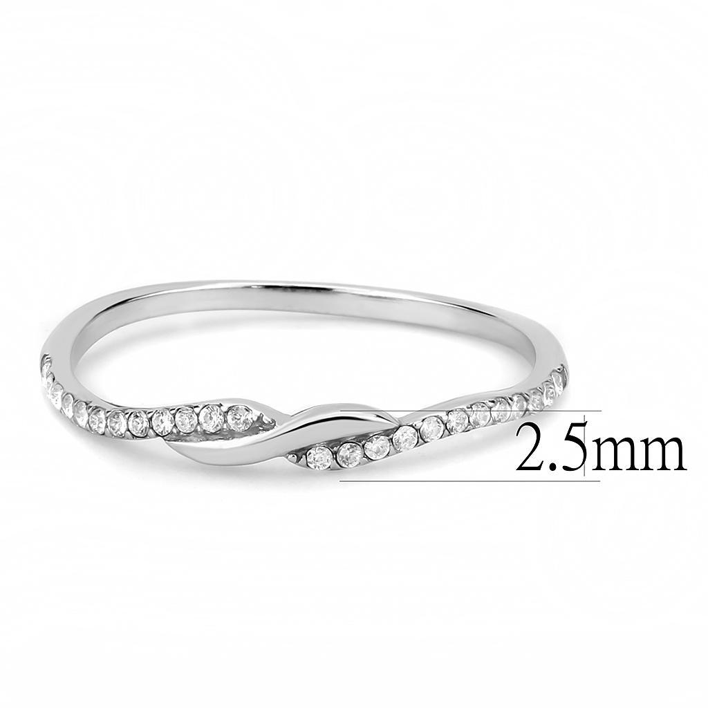DA263 - High polished (no plating) Stainless Steel Ring with AAA Grade CZ  in Clear-1