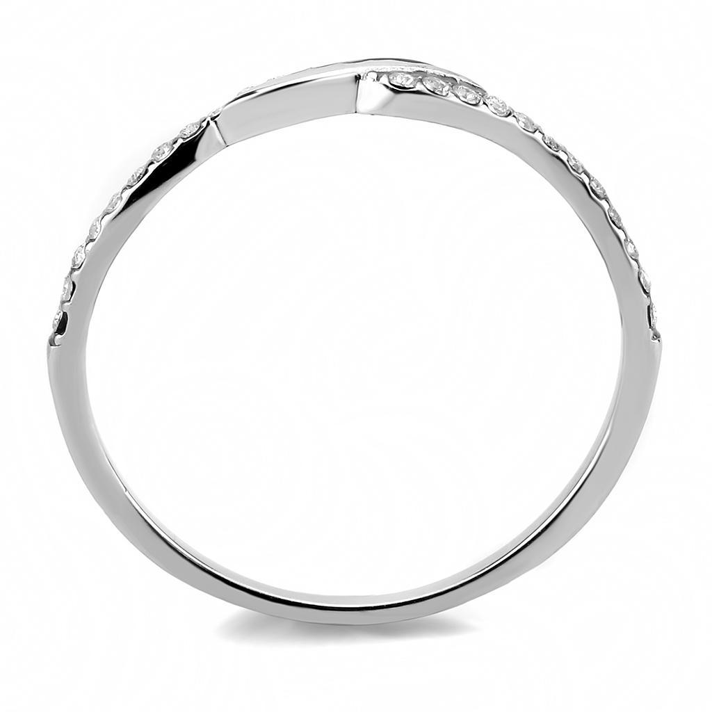 DA263 - High polished (no plating) Stainless Steel Ring with AAA Grade CZ  in Clear-2