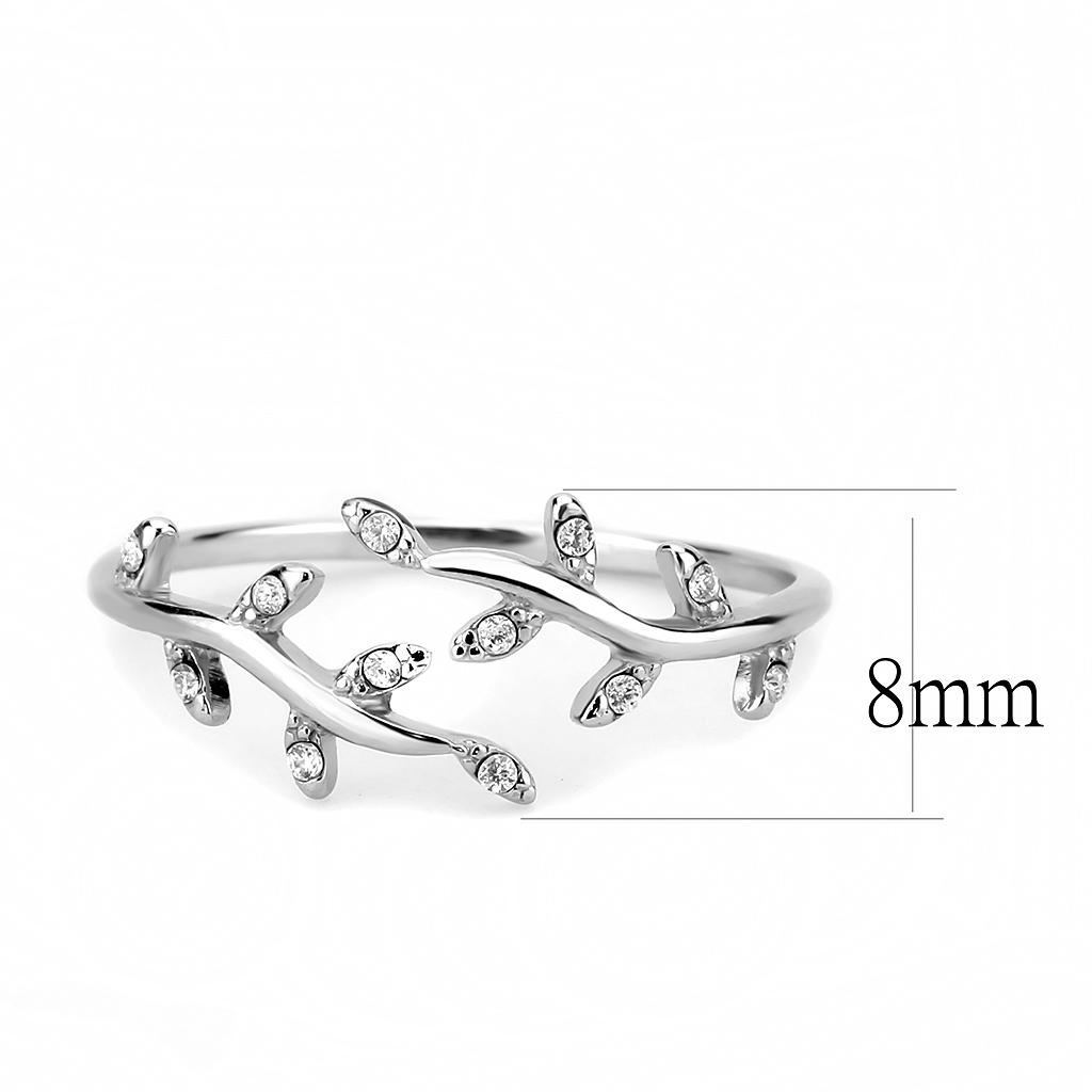 DA266 - High polished (no plating) Stainless Steel Ring with AAA Grade CZ  in Clear-1