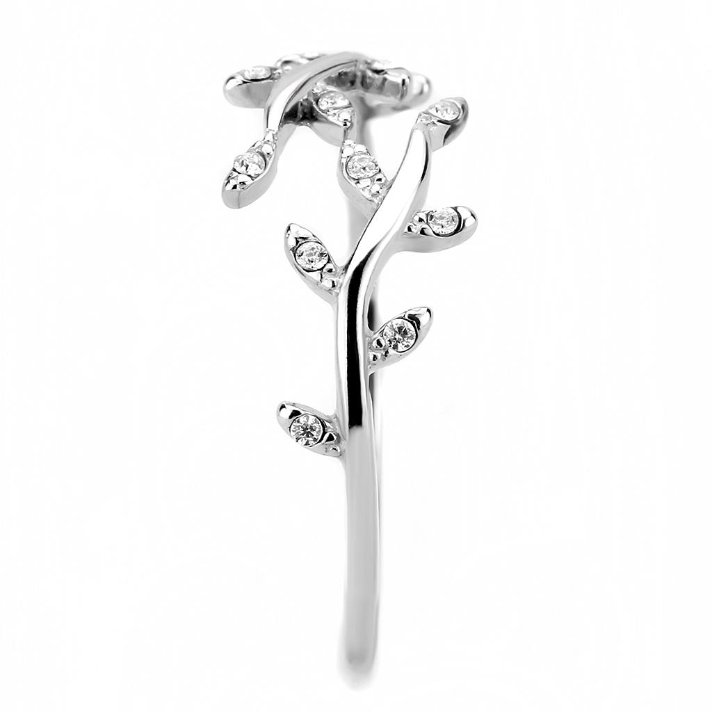 DA266 - High polished (no plating) Stainless Steel Ring with AAA Grade CZ  in Clear-3