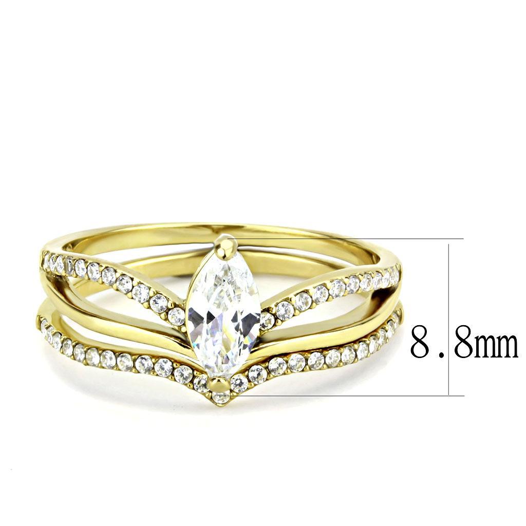 DA276 - IP Gold(Ion Plating) Stainless Steel Ring with AAA Grade CZ  in Clear-1