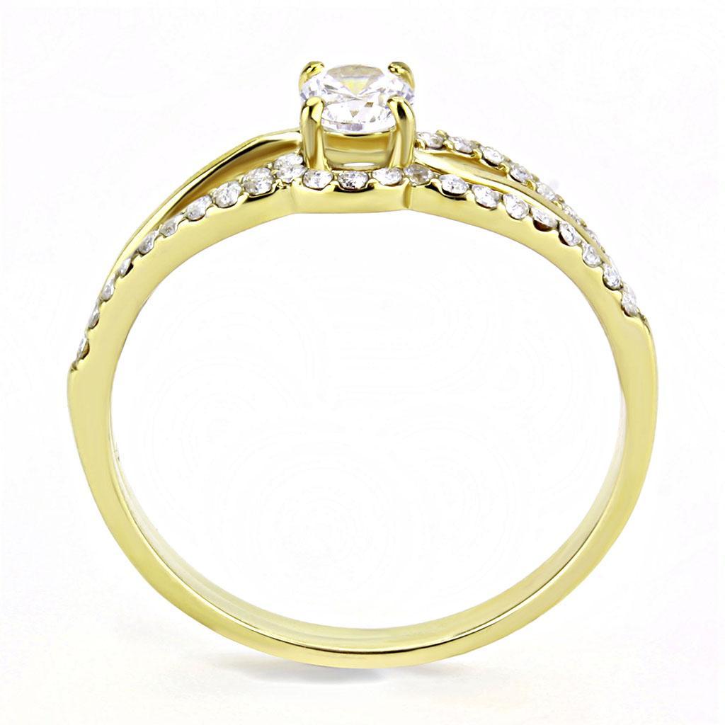 DA277 - IP Gold(Ion Plating) Stainless Steel Ring with AAA Grade CZ  in Clear-2