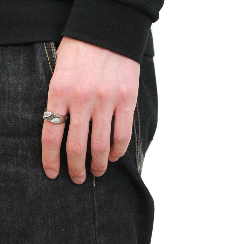 DA280 - High polished (no plating) Stainless Steel Ring with AAA Grade CZ  in Clear-4