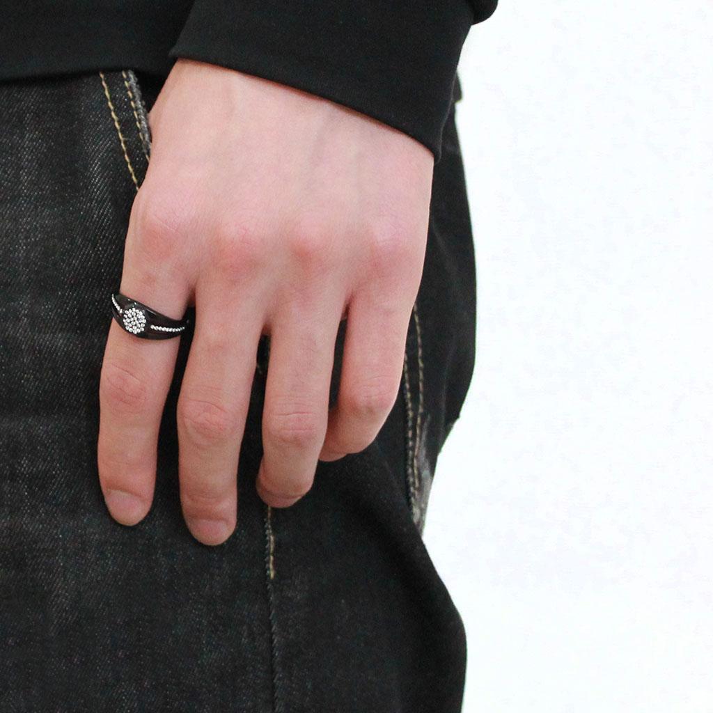DA282 - IP Black(Ion Plating) Stainless Steel Ring with AAA Grade CZ  in Clear-4