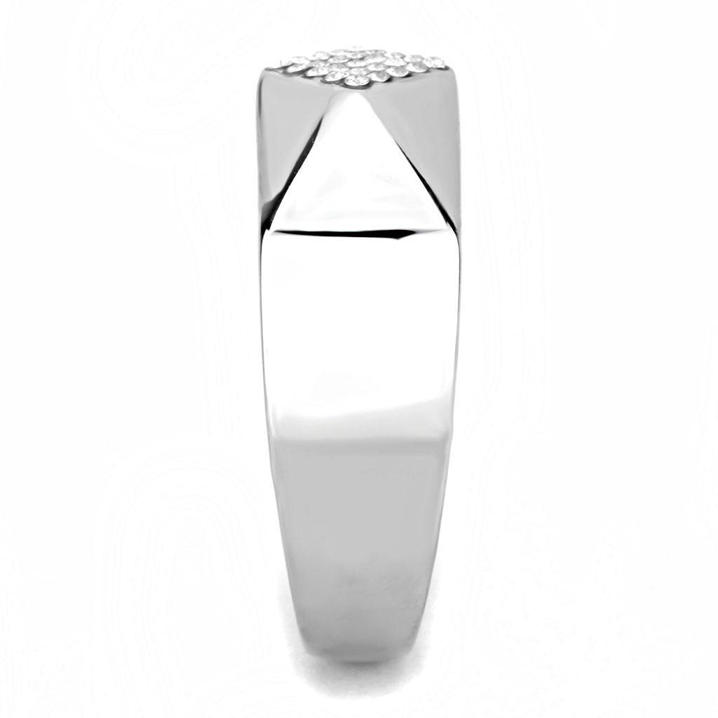 DA288 - High polished (no plating) Stainless Steel Ring with AAA Grade CZ  in Clear-3