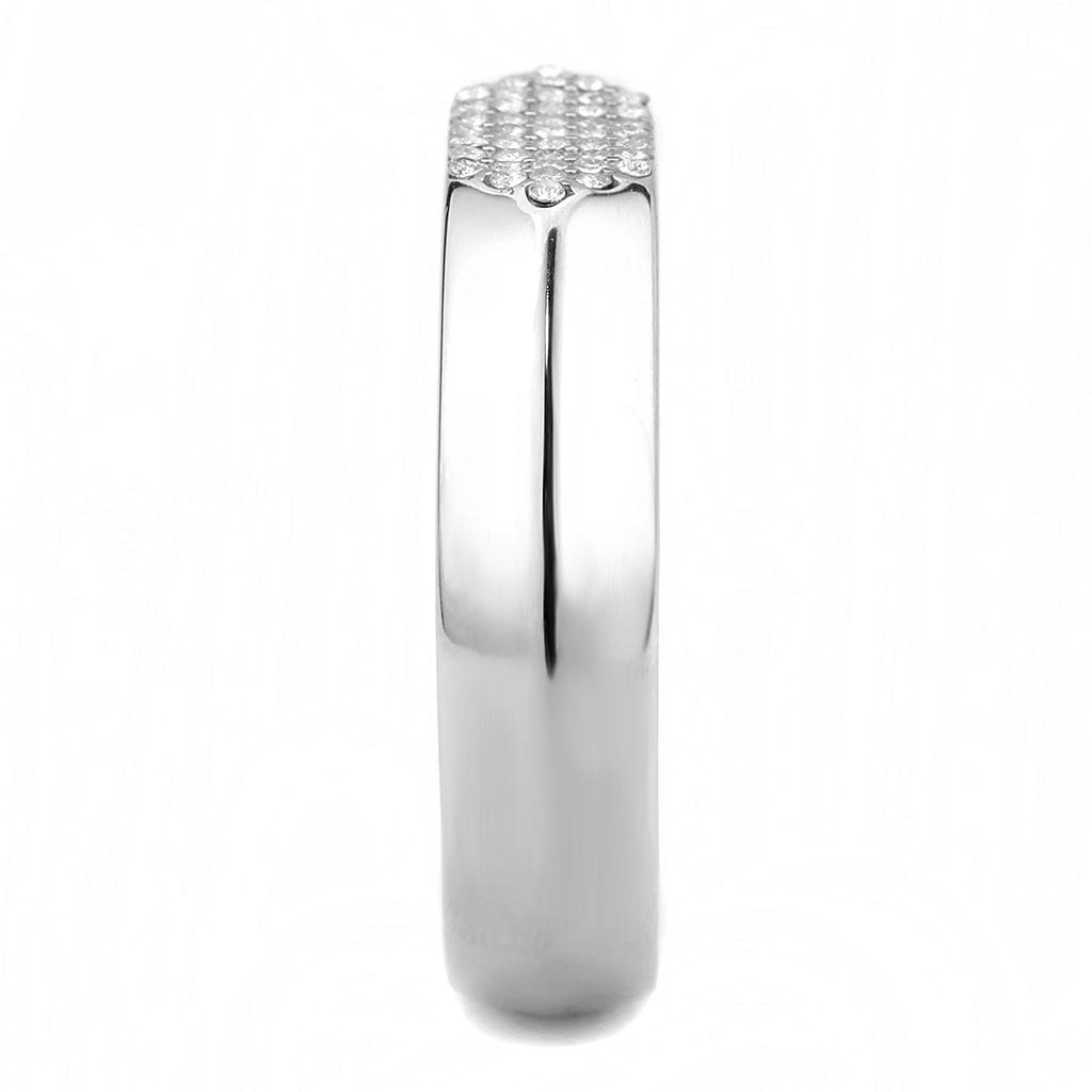 DA302 - No Plating Stainless Steel Ring with AAA Grade CZ  in Clear-3