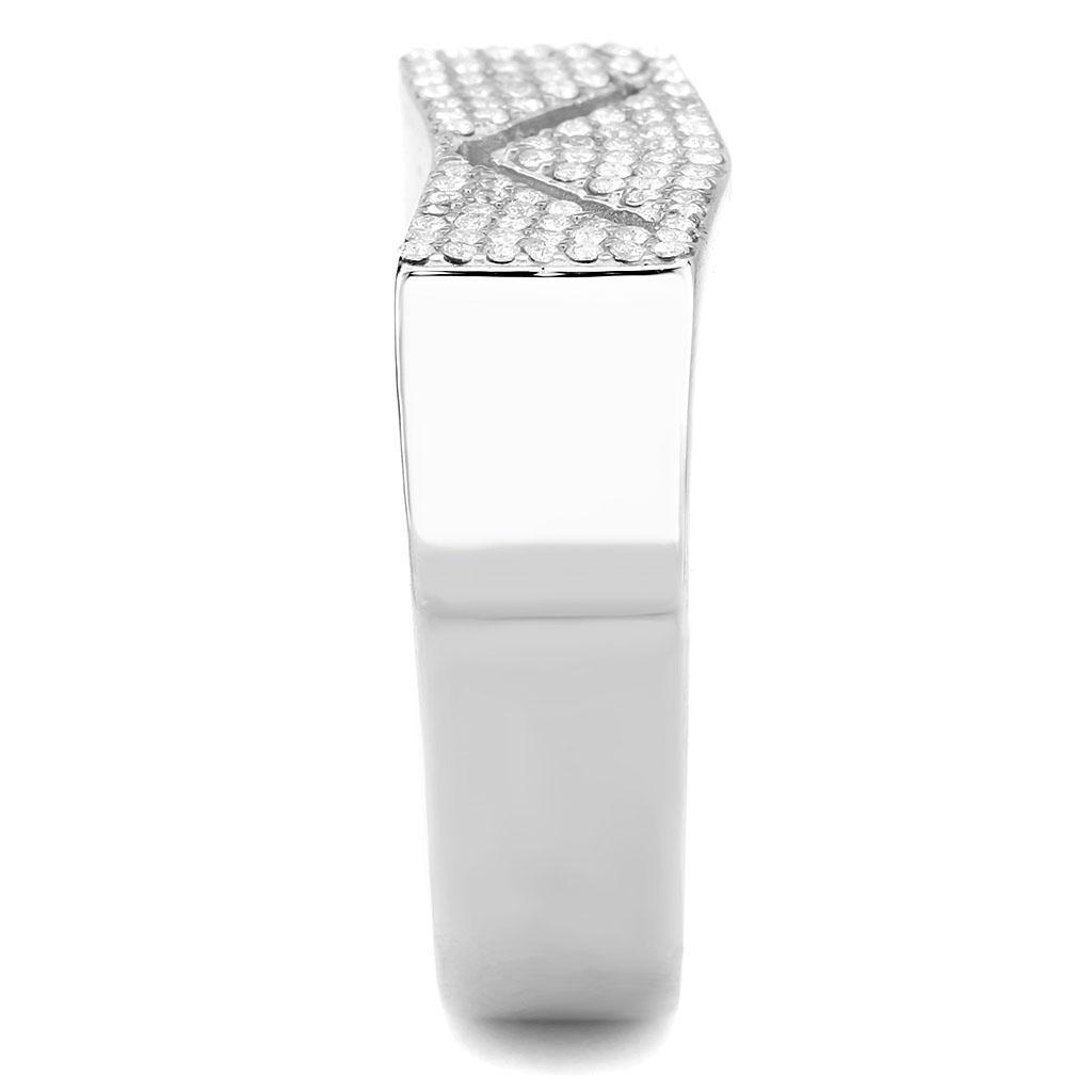 DA303 - No Plating Stainless Steel Ring with AAA Grade CZ  in Clear-3