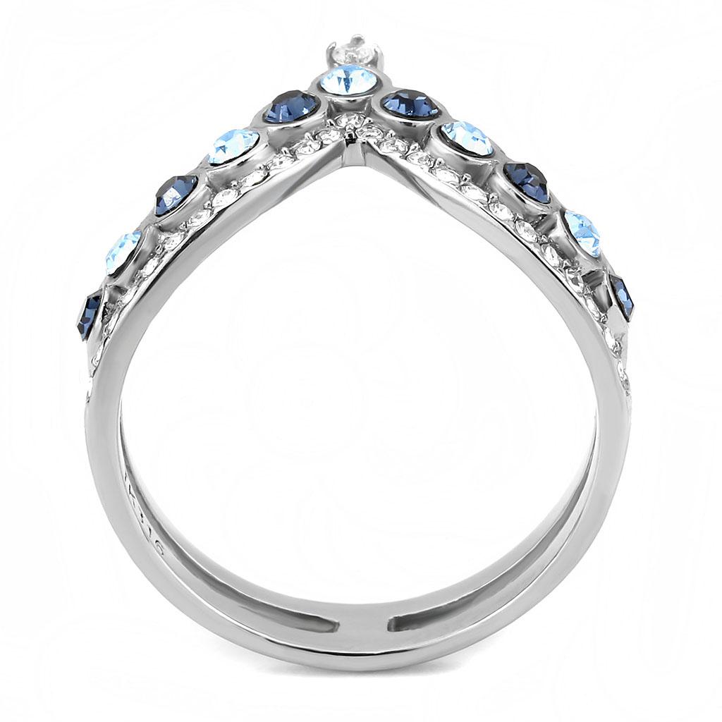 DA305 - No Plating Stainless Steel Ring with Top Grade Crystal  in Multi Color-2