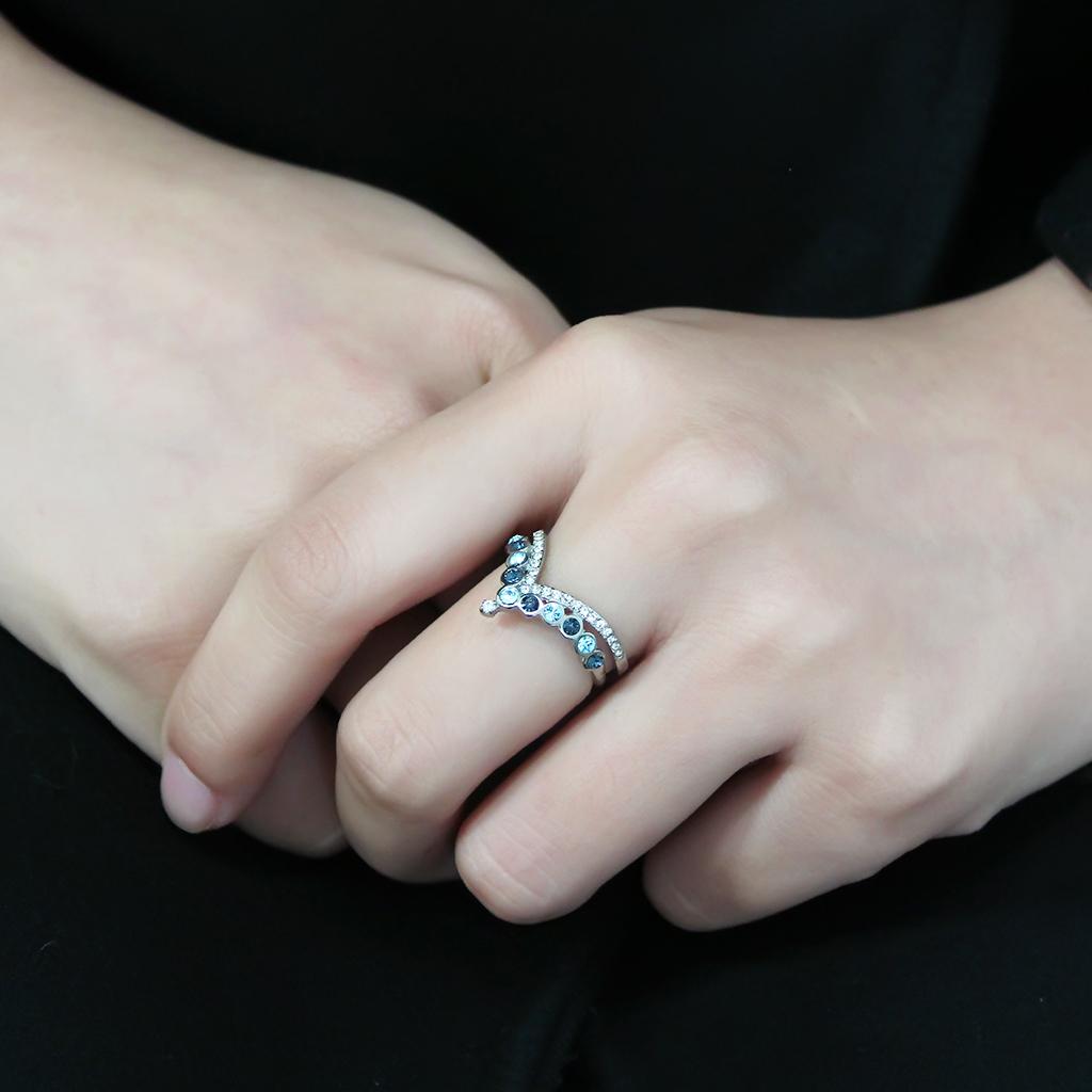 DA305 - No Plating Stainless Steel Ring with Top Grade Crystal  in Multi Color-4