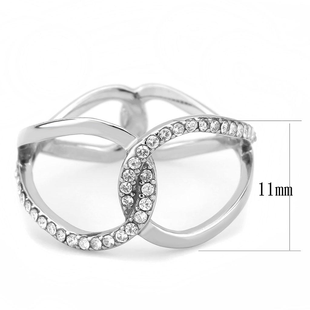 DA307 - No Plating Stainless Steel Ring with AAA Grade CZ  in Clear-1