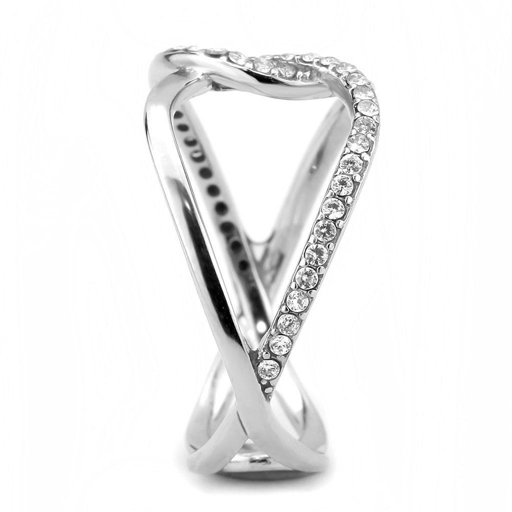 DA307 - No Plating Stainless Steel Ring with AAA Grade CZ  in Clear-3