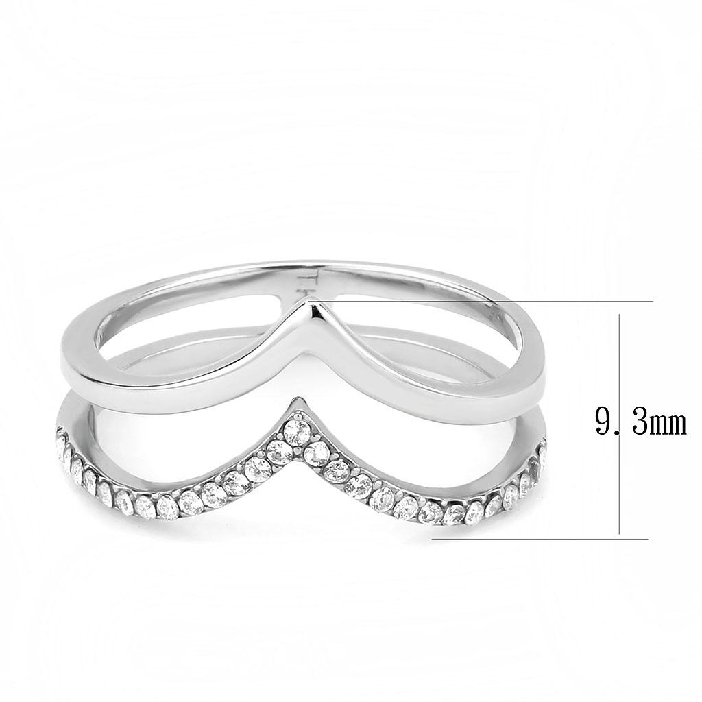 DA308 - No Plating Stainless Steel Ring with AAA Grade CZ  in Clear-1