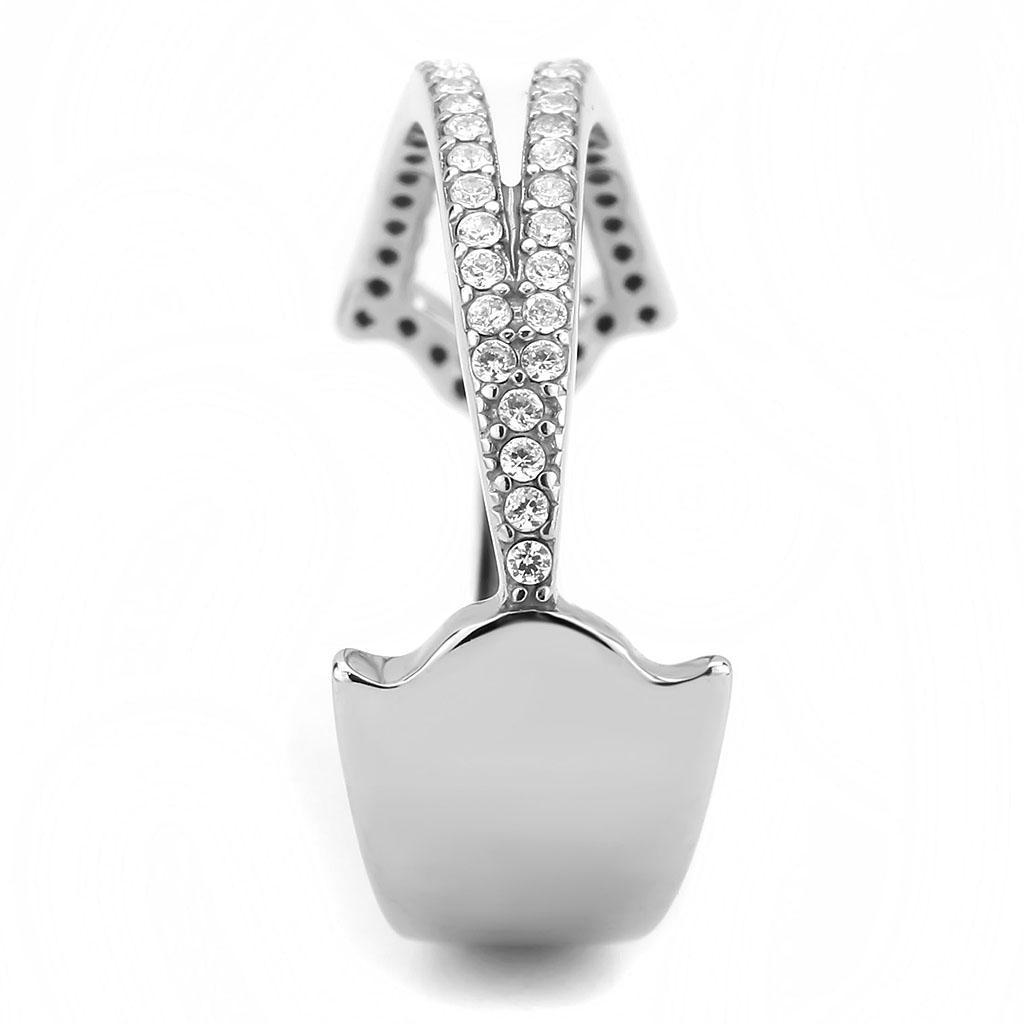 DA310 - No Plating Stainless Steel Ring with AAA Grade CZ  in Clear-3