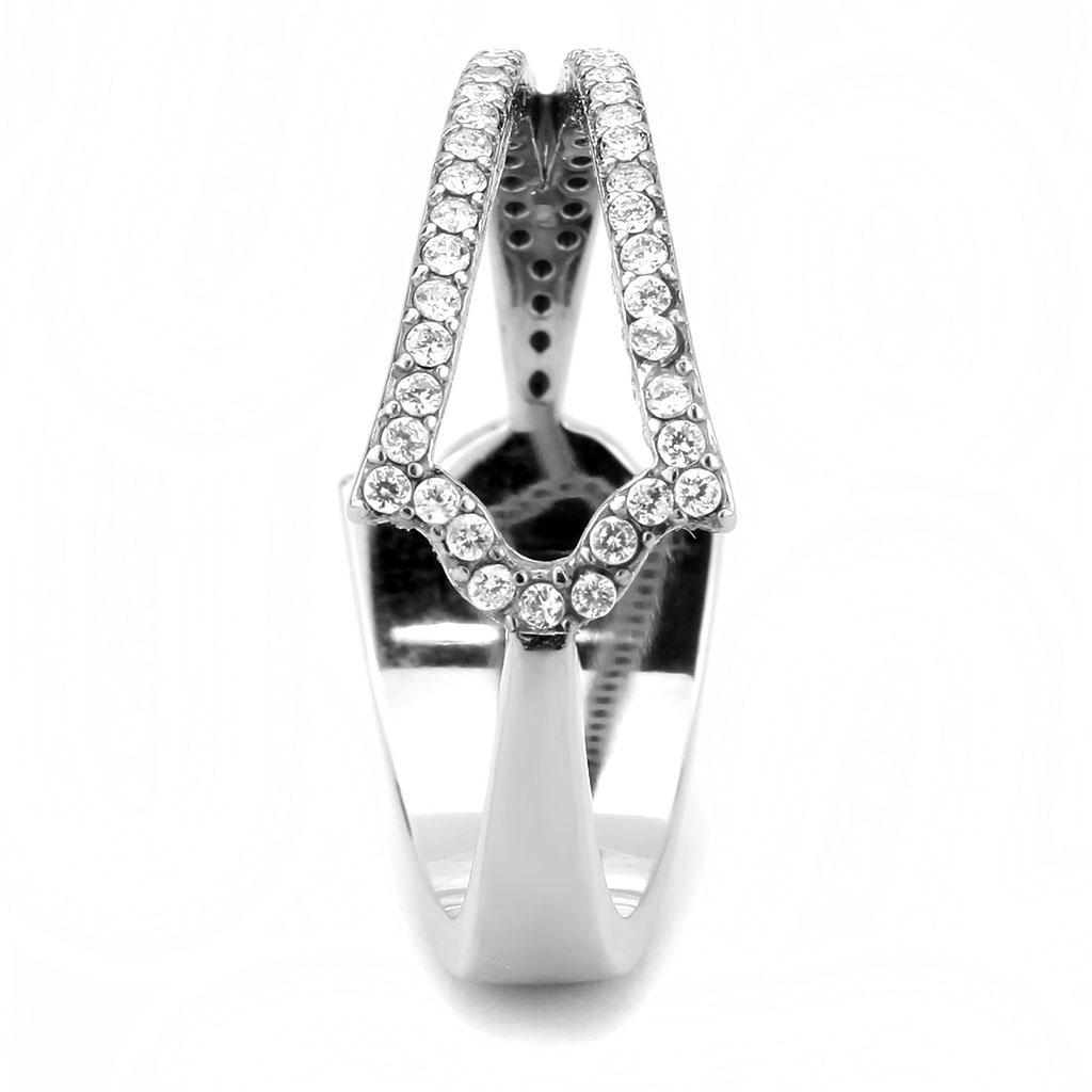 DA310 - No Plating Stainless Steel Ring with AAA Grade CZ  in Clear-4