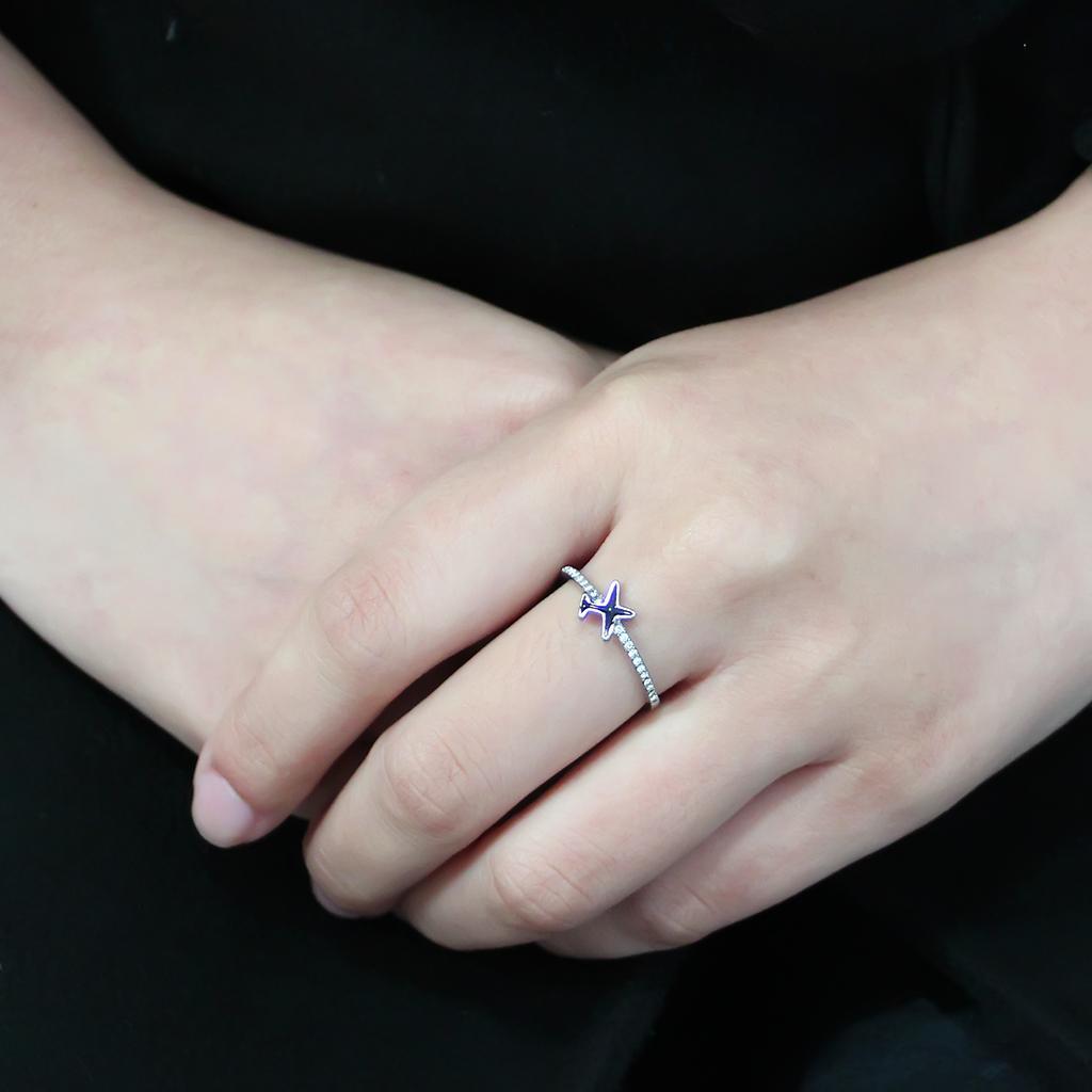 DA311 - No Plating Stainless Steel Ring with Epoxy  in Jet-4