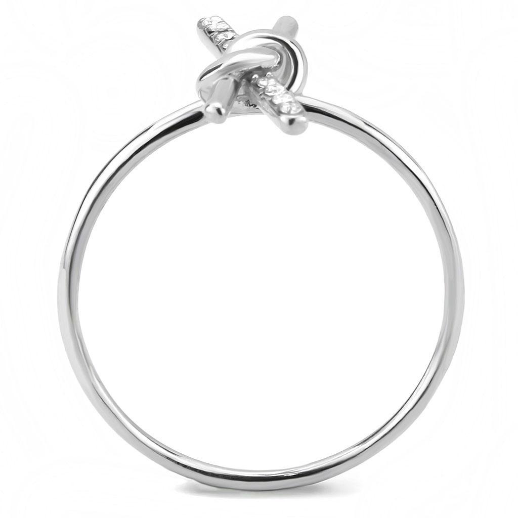 DA313 - No Plating Stainless Steel Ring with AAA Grade CZ  in Clear-2