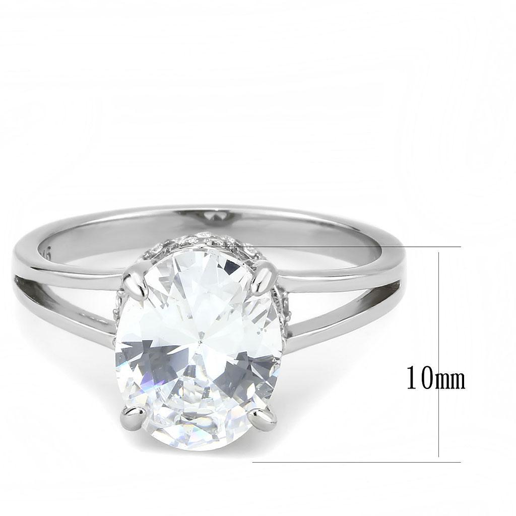 DA314 - No Plating Stainless Steel Ring with AAA Grade CZ  in Clear-1