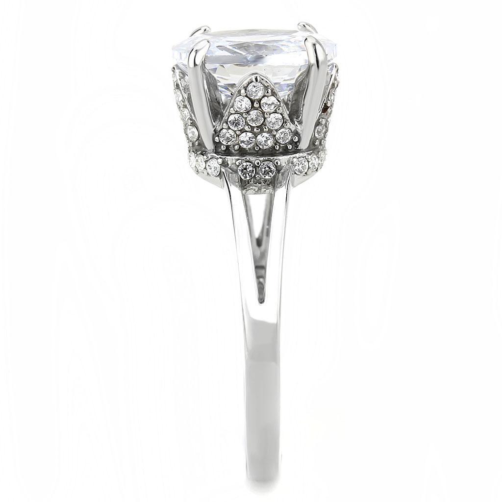 DA314 - No Plating Stainless Steel Ring with AAA Grade CZ  in Clear-3