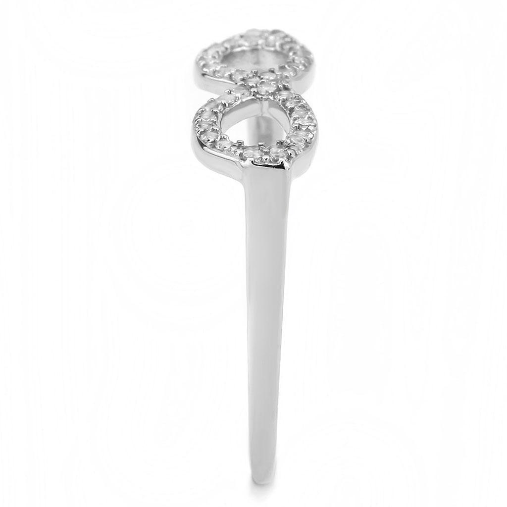 DA315 - No Plating Stainless Steel Ring with AAA Grade CZ  in Clear-3