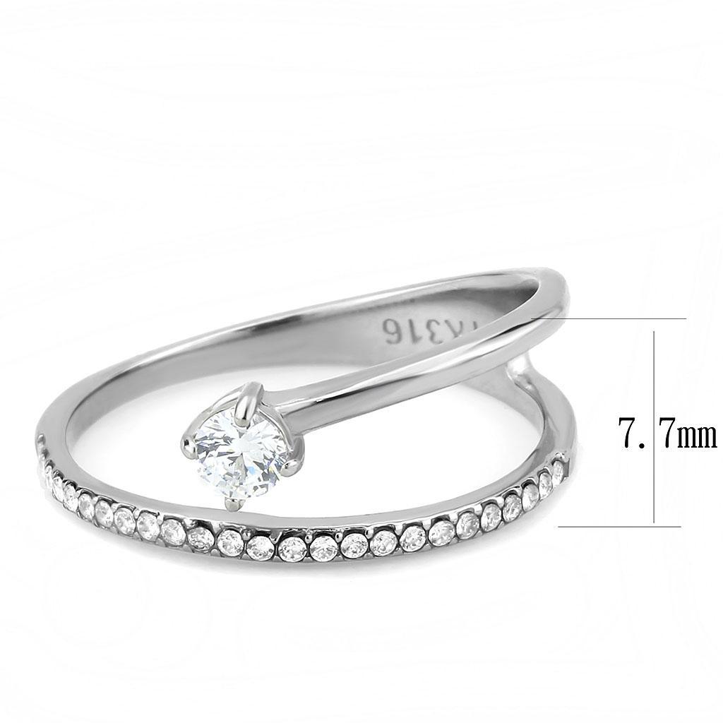 DA316 - No Plating Stainless Steel Ring with AAA Grade CZ  in Clear-1
