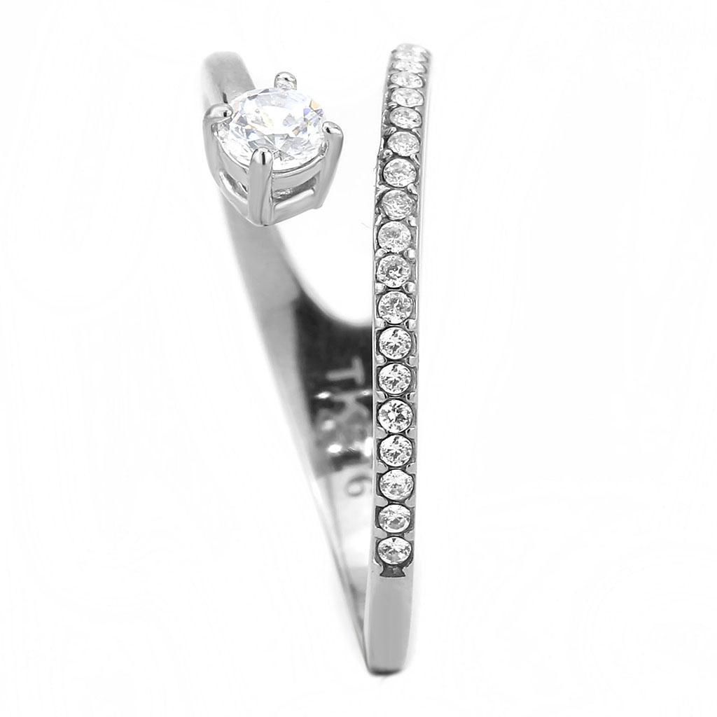 DA316 - No Plating Stainless Steel Ring with AAA Grade CZ  in Clear-4